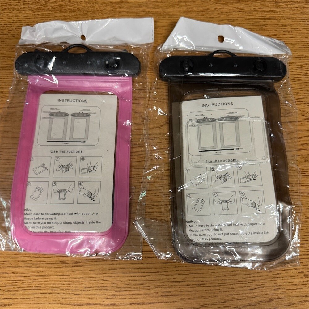 2-Pack Universal Waterproof Phone Pouch Dry Bag Clamp-Lock